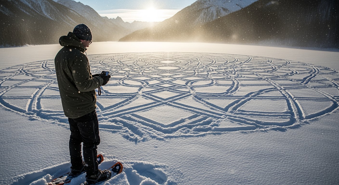 他花12小時在雪地創作藝術，然後看著它消失