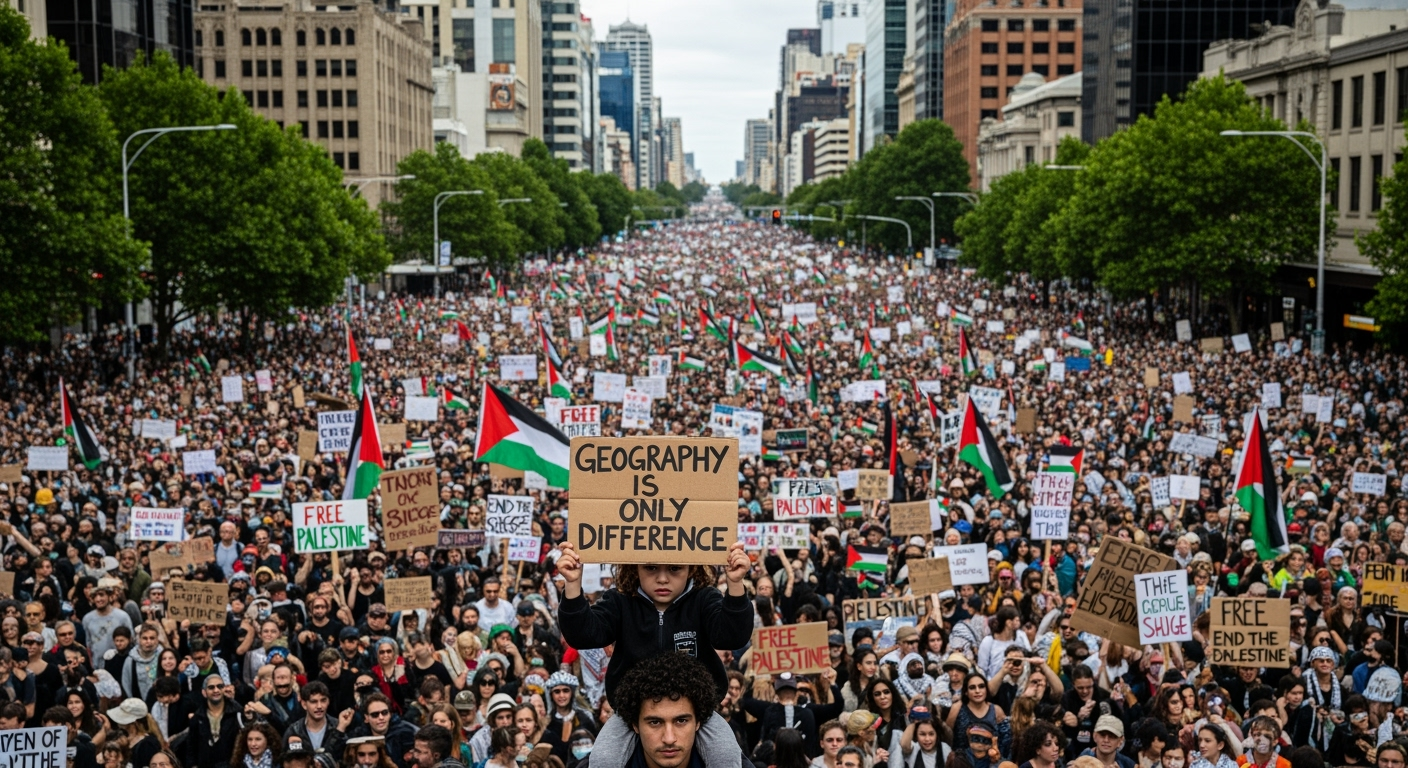 加薩飢荒宣告發布後，澳洲各地城鎮湧現親巴勒斯坦抗議人潮