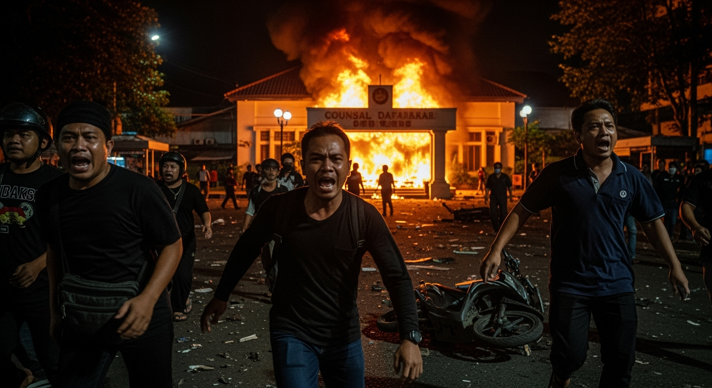 印尼司機之死引發示威，抗議者衝進議會大樓釀火災致三死