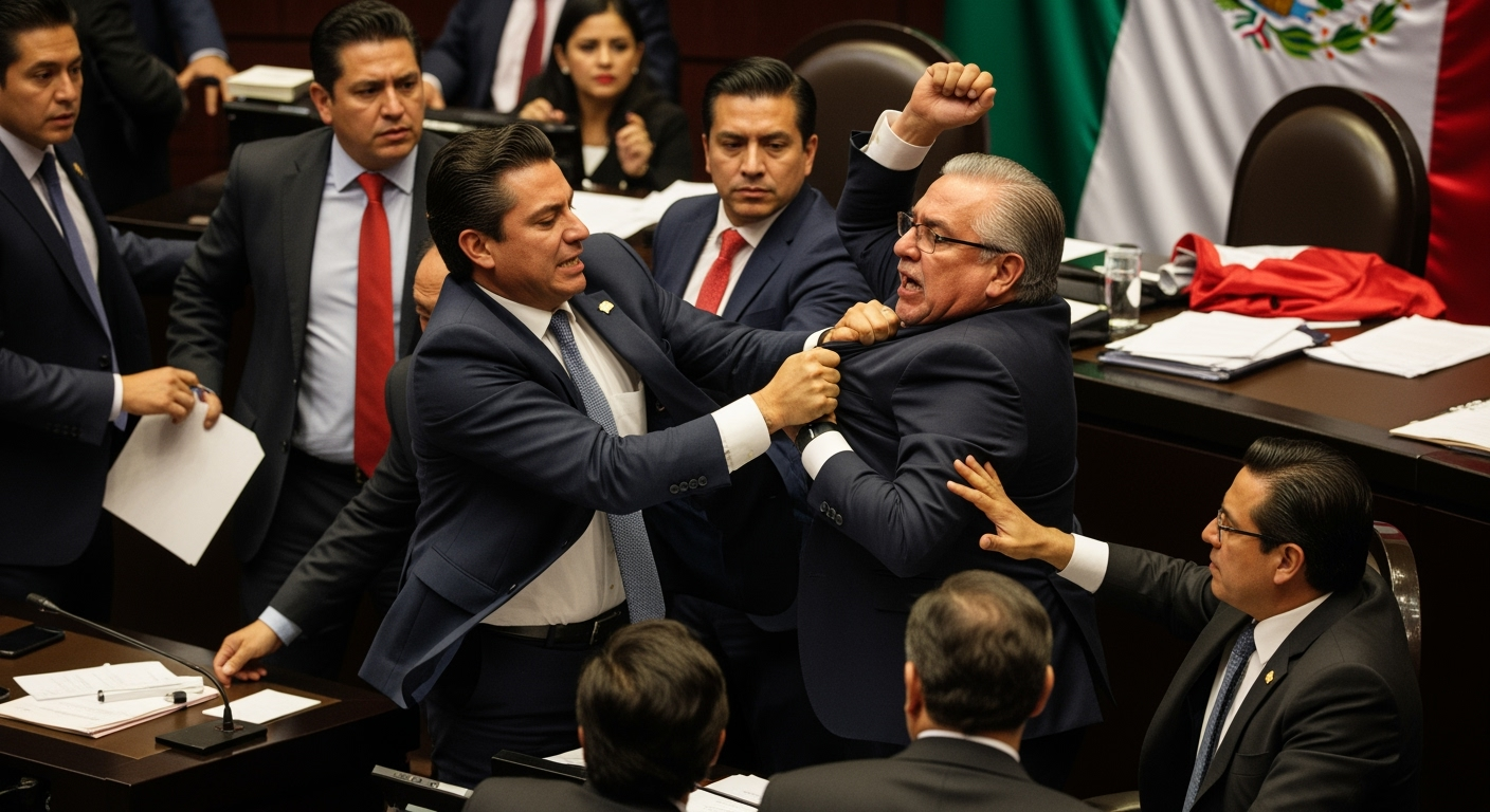 墨西哥參議院就美軍介入打擊販毒集團議題進行辯論，會後爆發肢體衝突。