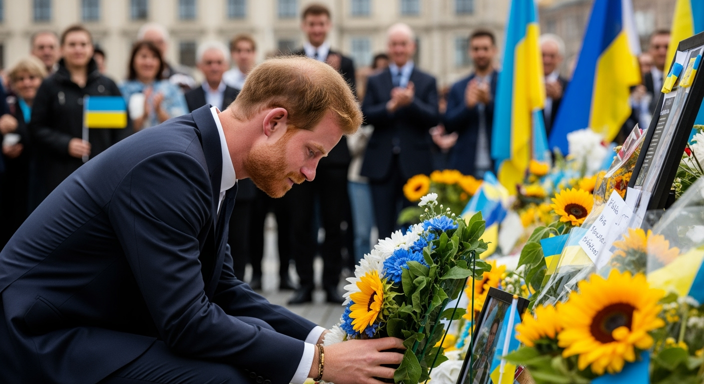 哈利王子突訪基輔 為烏克蘭陣亡將士獻花致意