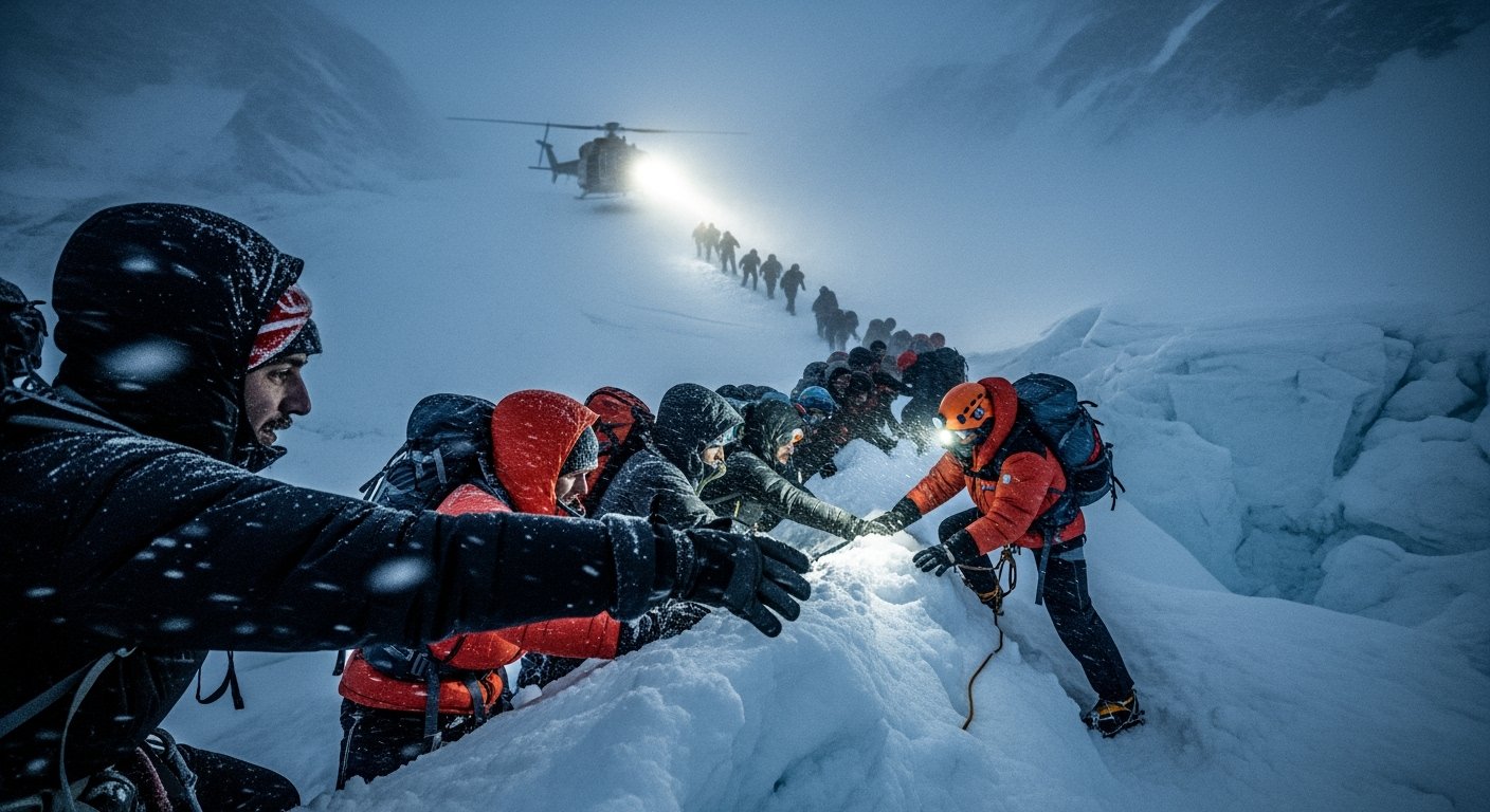 聖母峰數百名遭暴風雪受困的登山客獲救，仍有10人滯留。