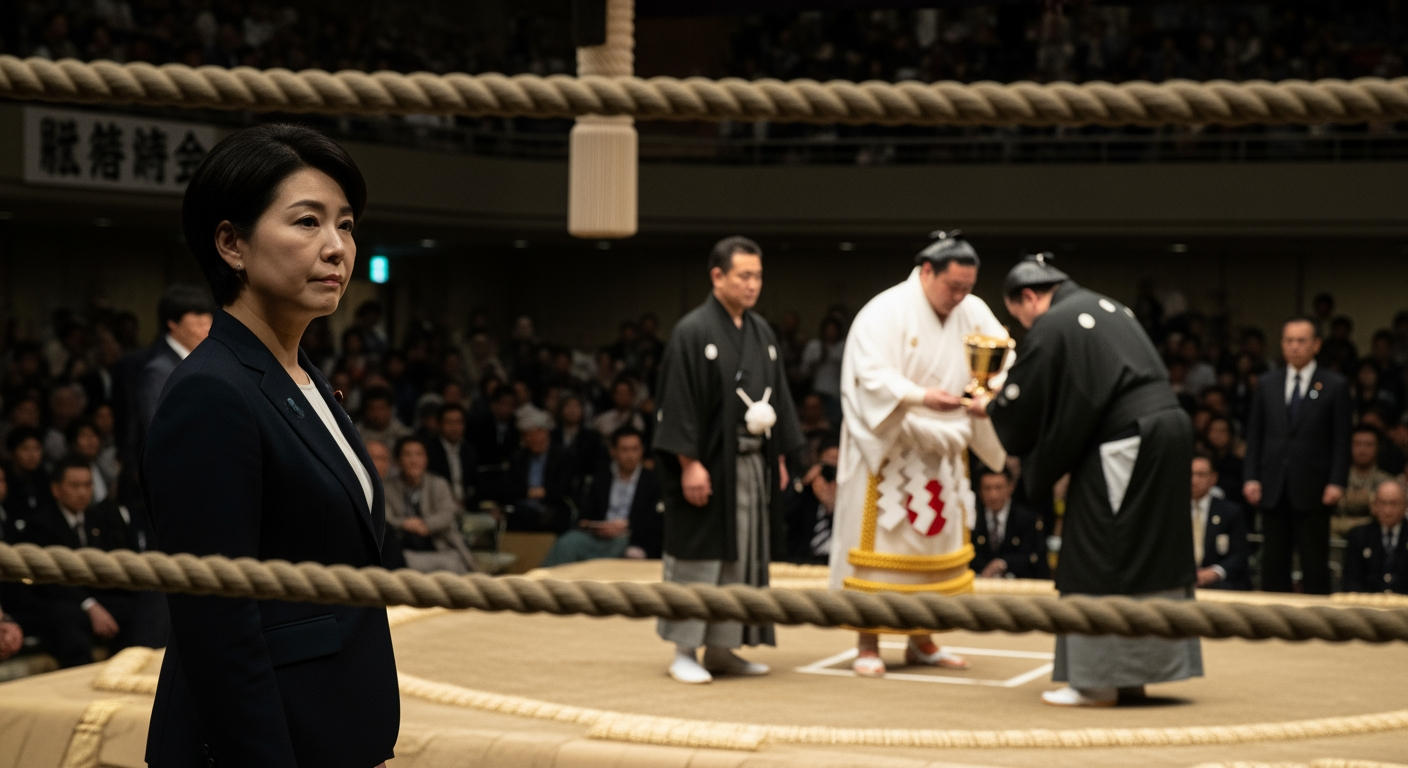 日本相撲土俵嚴禁女性進入，即便是新任首相亦然