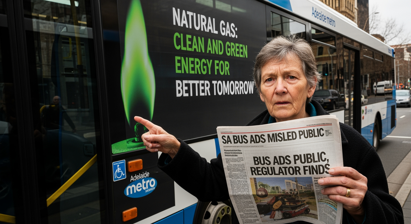 監管機構裁定,南澳的公車廣告宣稱天然氣是「潔淨綠色能源」,誤導了大眾