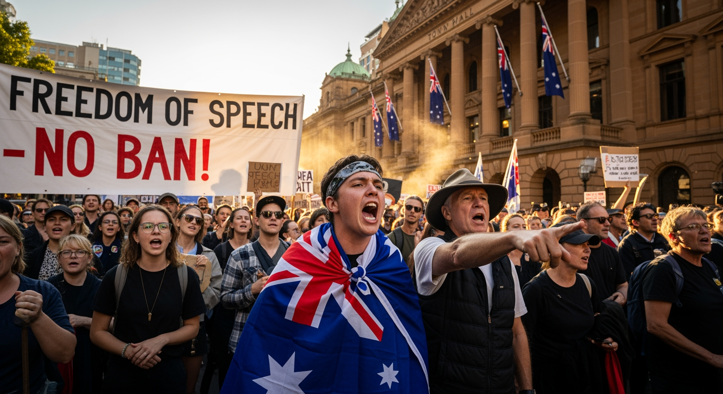 抗議者在雪梨市政廳外高呼新州州長想要禁止的口號——事件回顧