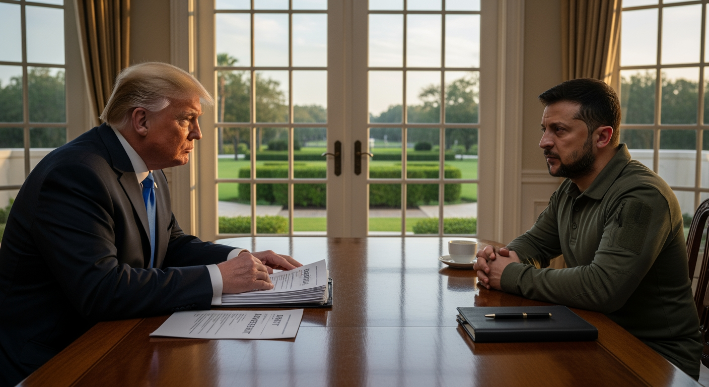 川普在佛羅里達州會見澤倫斯基後表示，烏克蘭和平協議仍面臨「棘手」問題