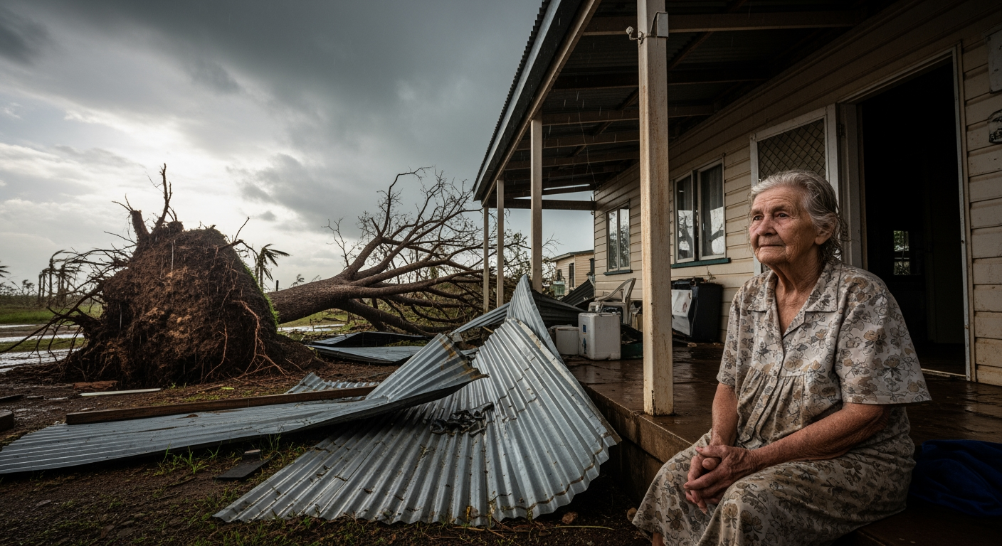 熱帶氣旋納雷爾在昆士蘭遠北地區掀翻屋頂並吹倒樹木後，繼續向西狂飆