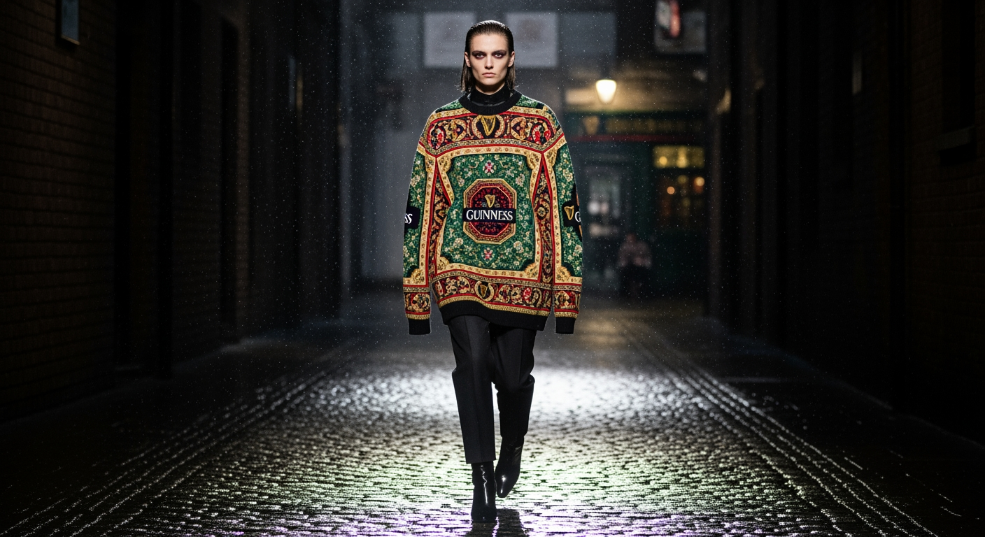 烈性黑啤酒服飾？健力士聯名推出要價1295英鎊的「酒吧地毯毛衣」