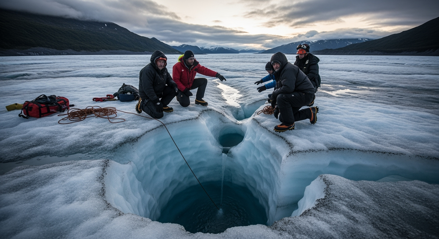 研究人員在阿拉斯加門登霍爾冰川的溪流中失蹤