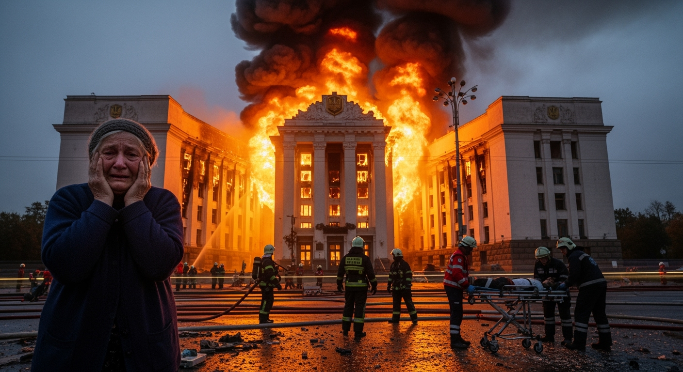 俄羅斯對烏克蘭發動史上最大規模無人機攻擊，基輔政府大樓起火