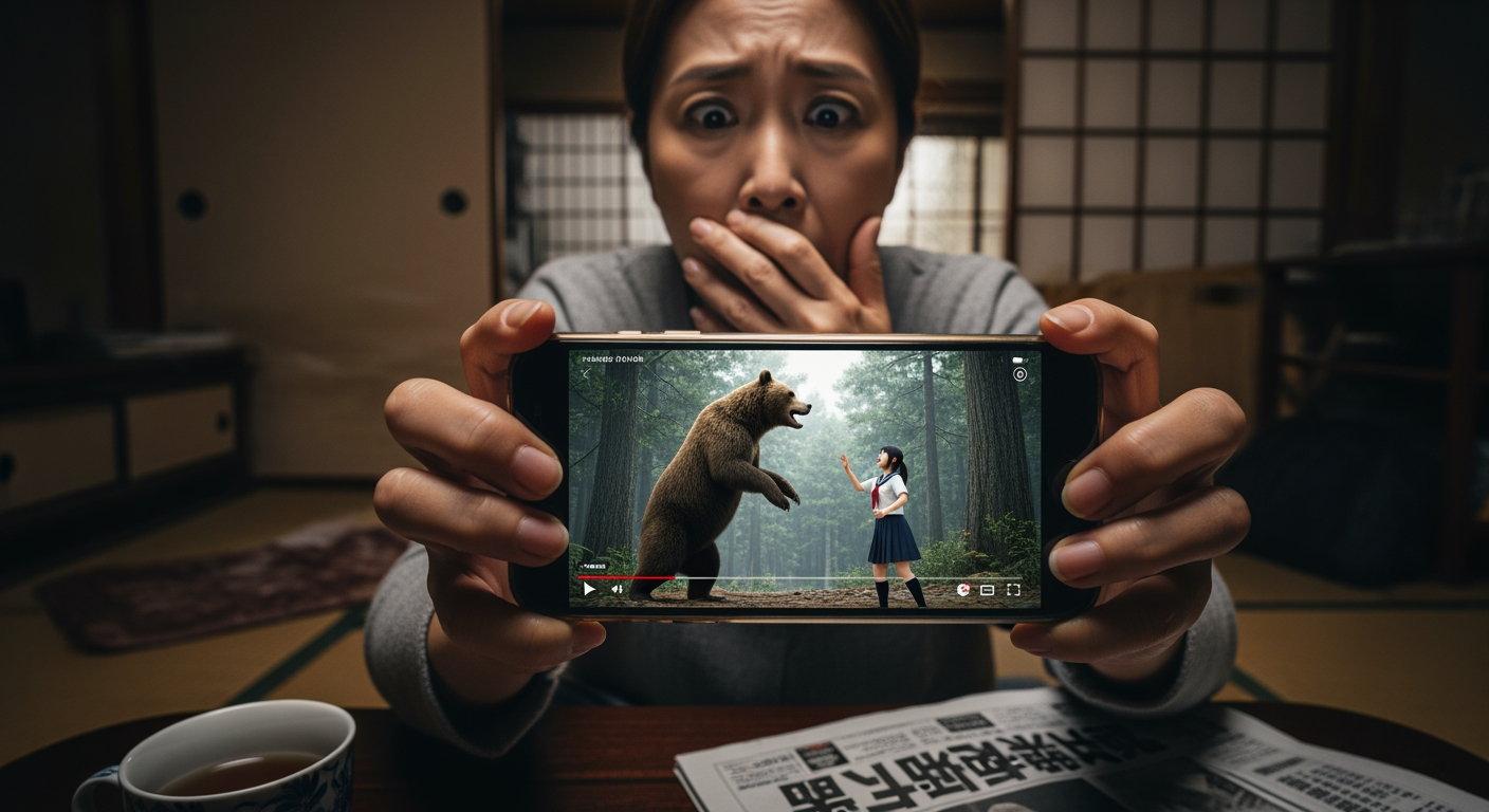 日本熊襲事件激增之際，大量AI生成影片加劇了焦慮