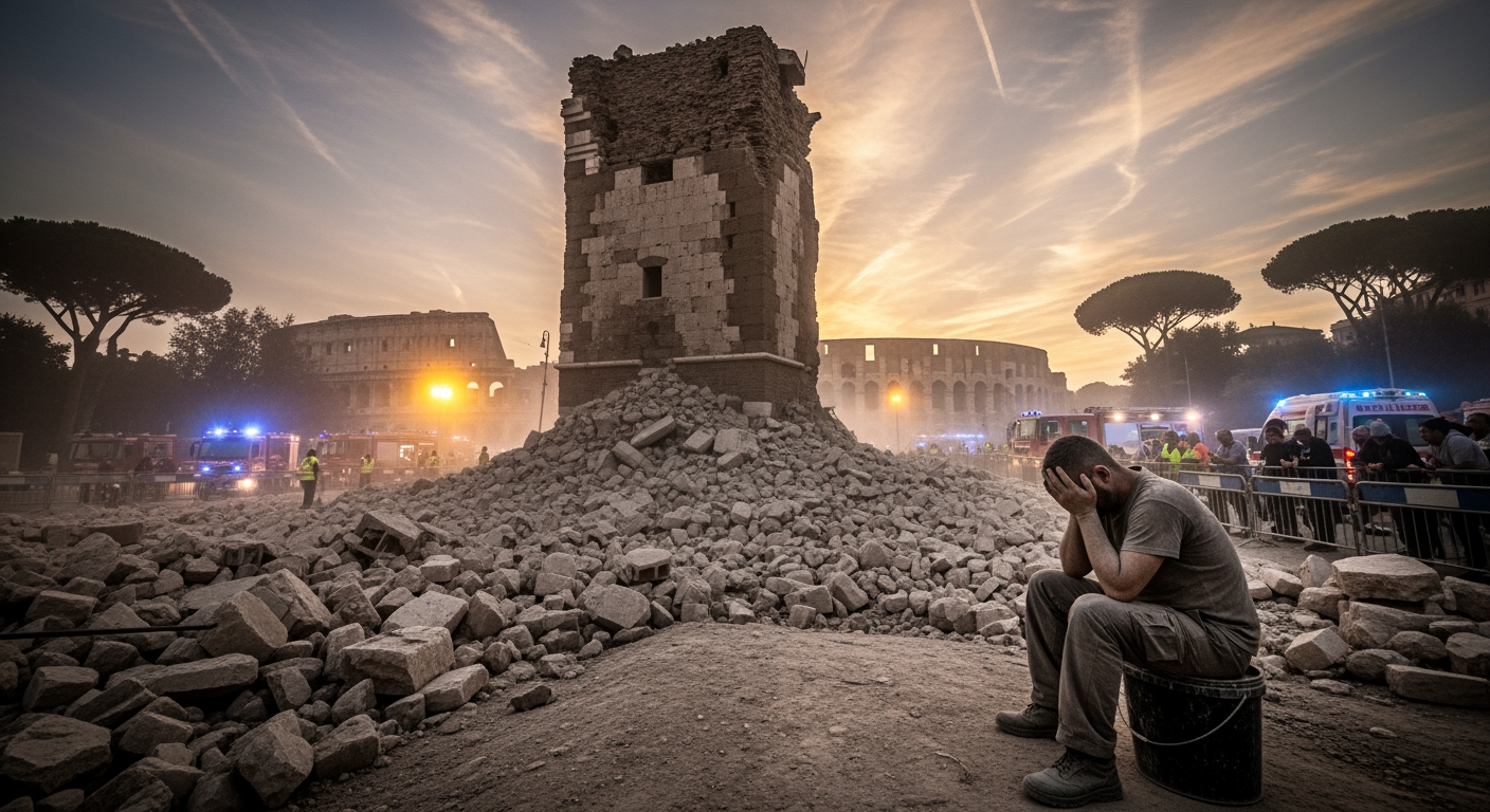 羅馬歷史中心中世紀塔樓倒塌，造成一人死亡
