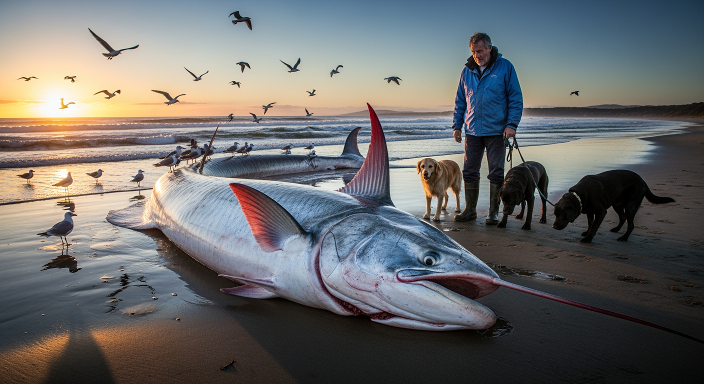 被視為災難前兆的「龍宮使者」：三米巨型皇帶魚擱淺塔斯馬尼亞海灘