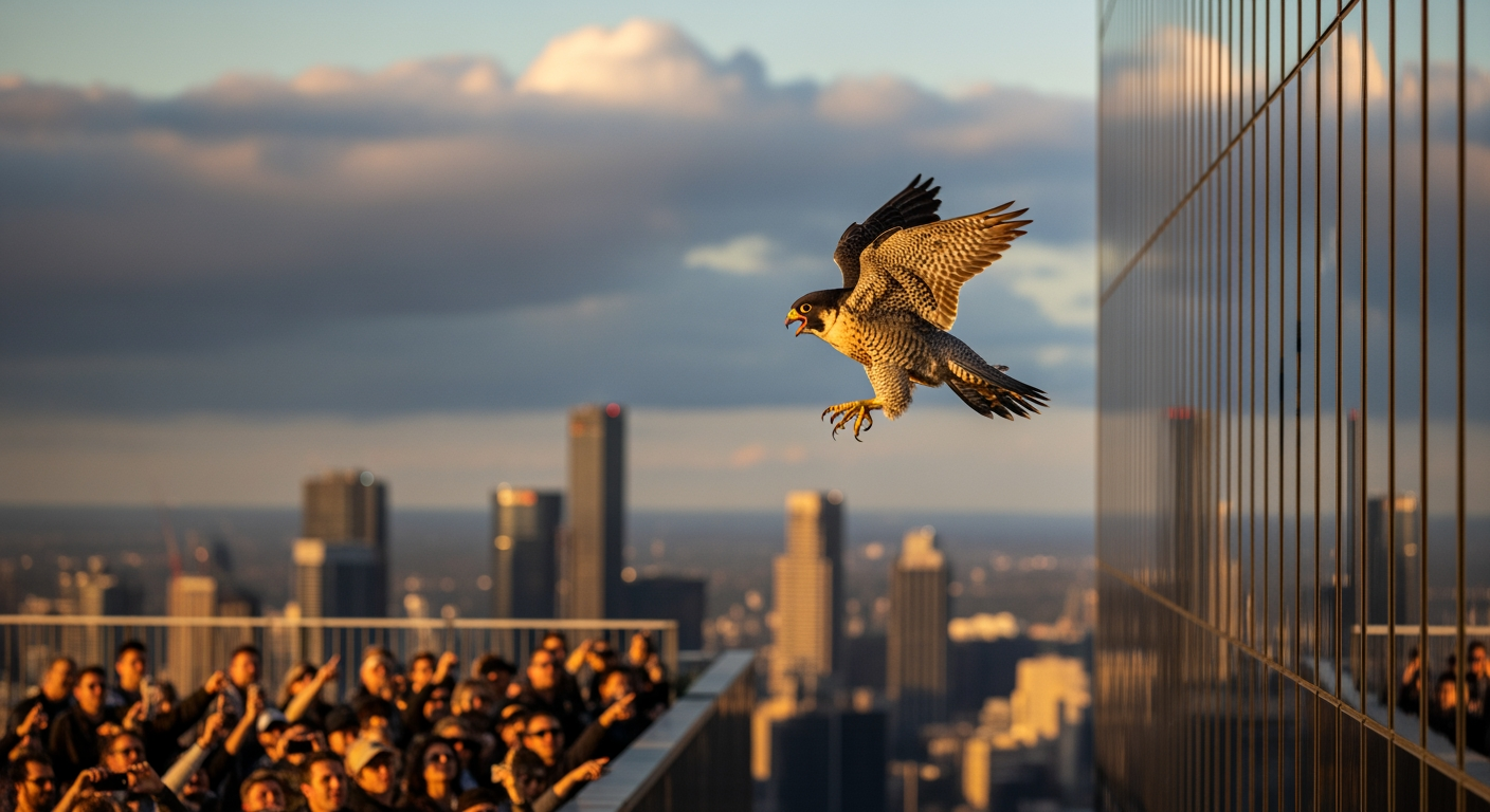 起飛了！墨爾本摩天大樓遊隼幼鳥振翅翱翔