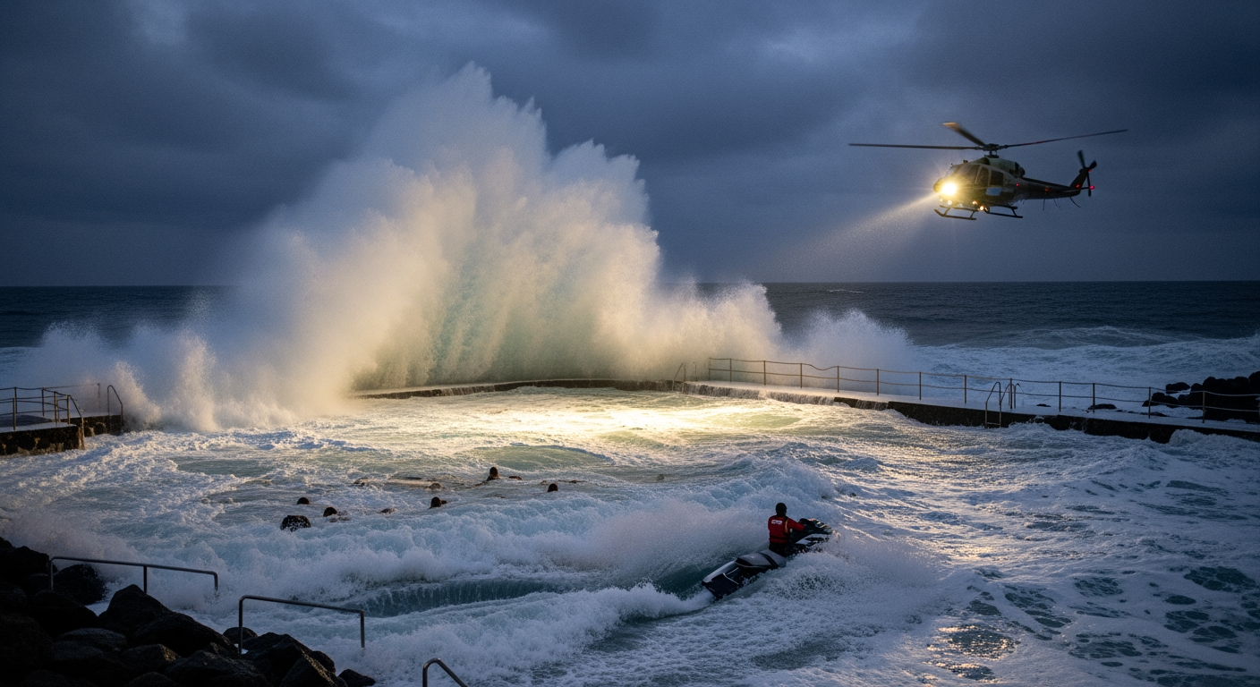 特內里費島（Tenerife）巨浪襲擊，四名泳客遭捲出海水泳池溺斃