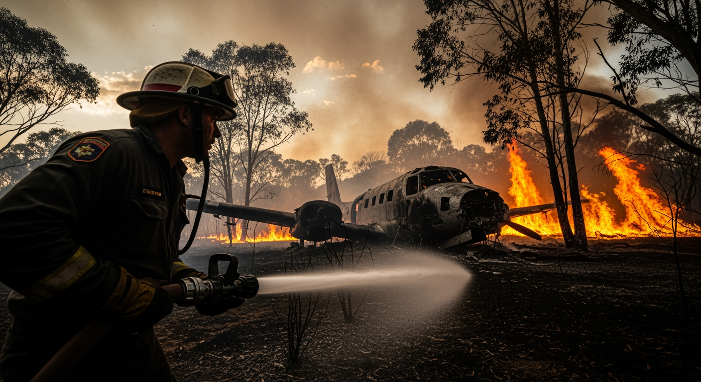 黃金海岸附近發生飛機失事引發叢林大火，造成兩死
