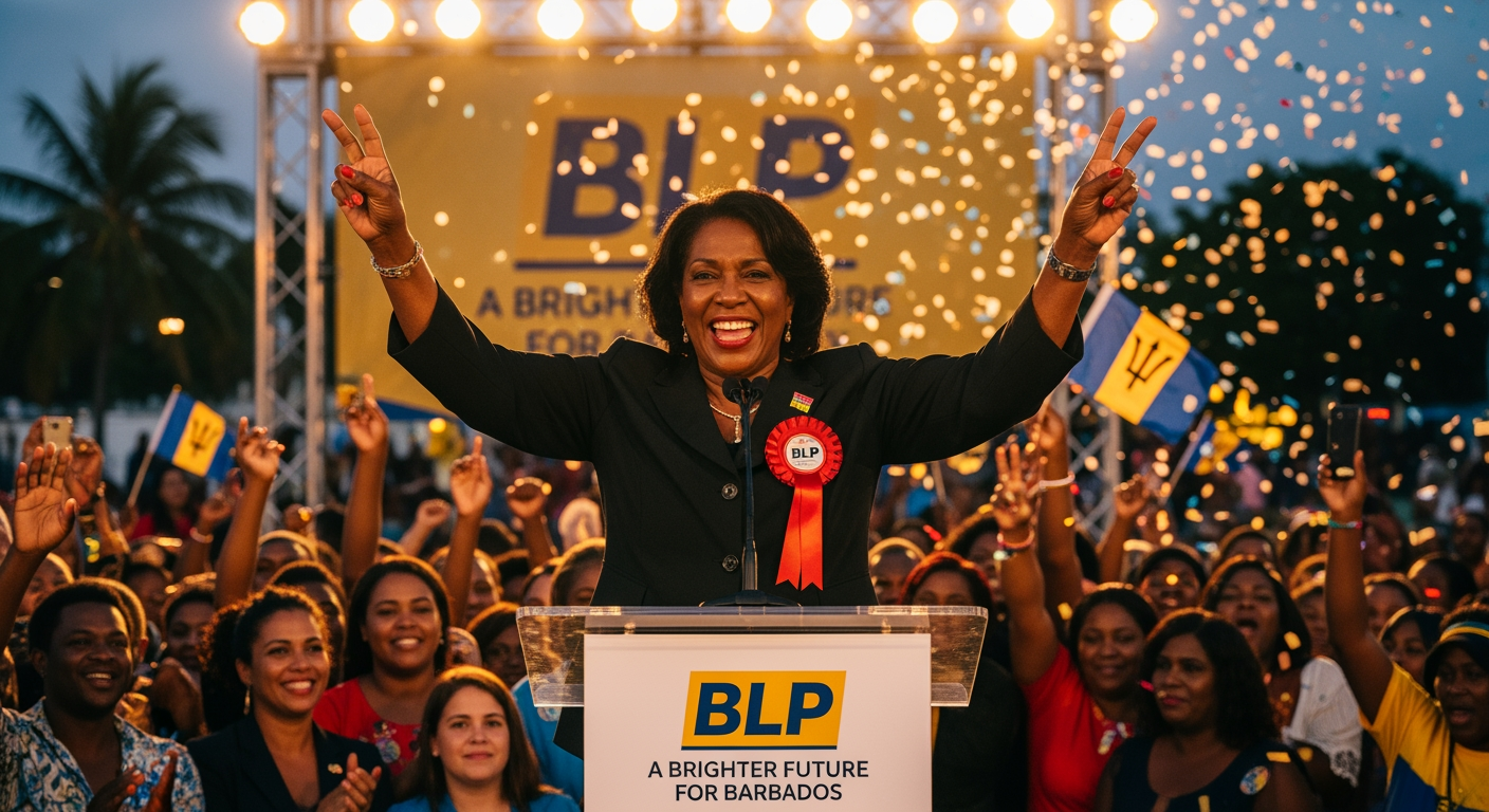 巴貝多總理莫特利大獲全勝，三度連任執政